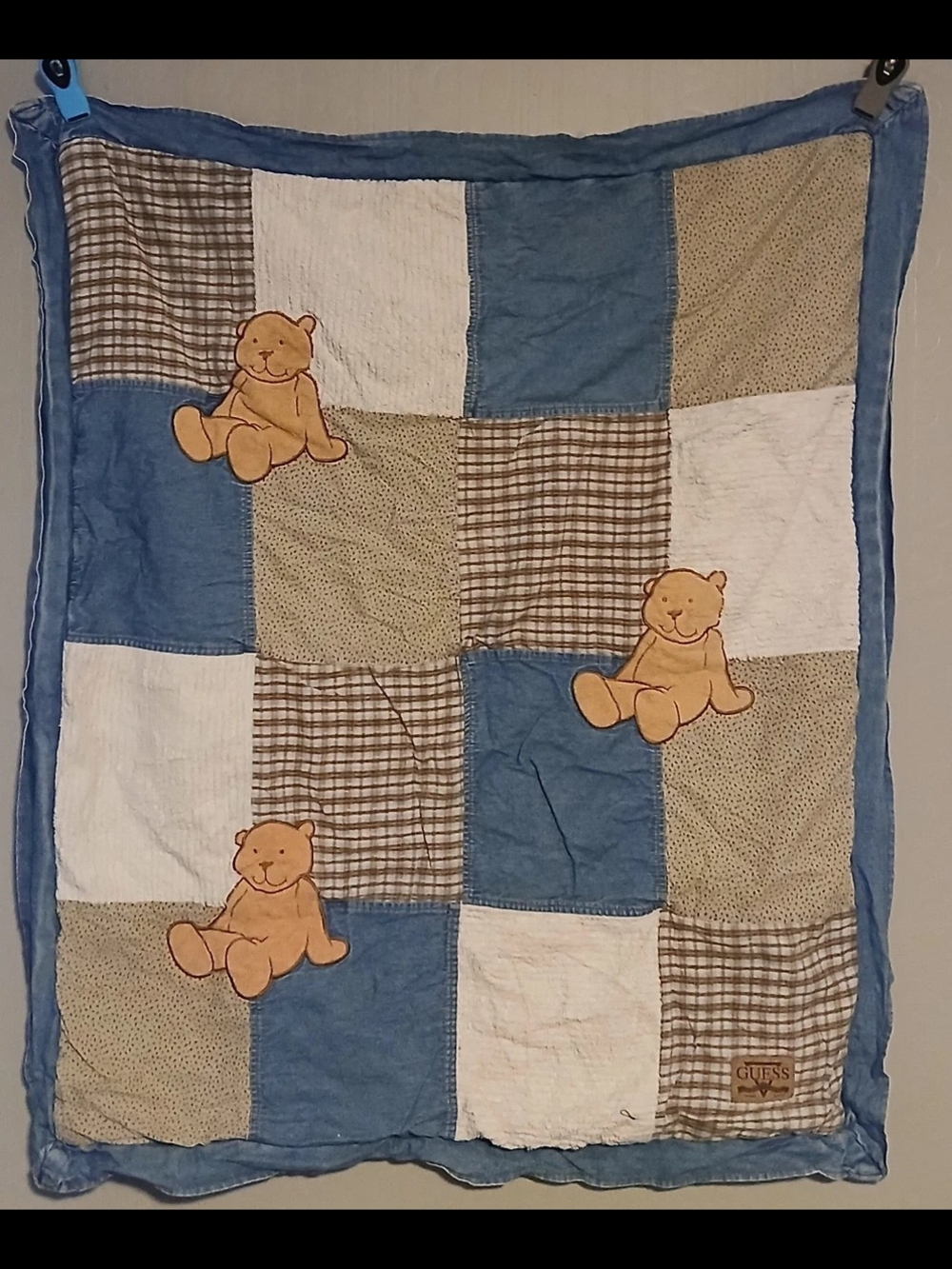 Guess Baby Patchwork Teddy Blanket